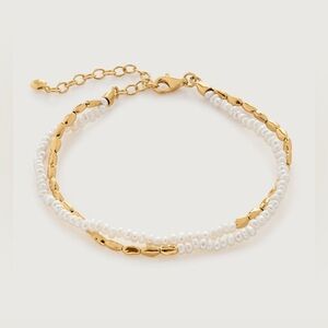 Monica Vinader Mini Nugget Pearl Beaded Bracelet 18K Gold Vermeil